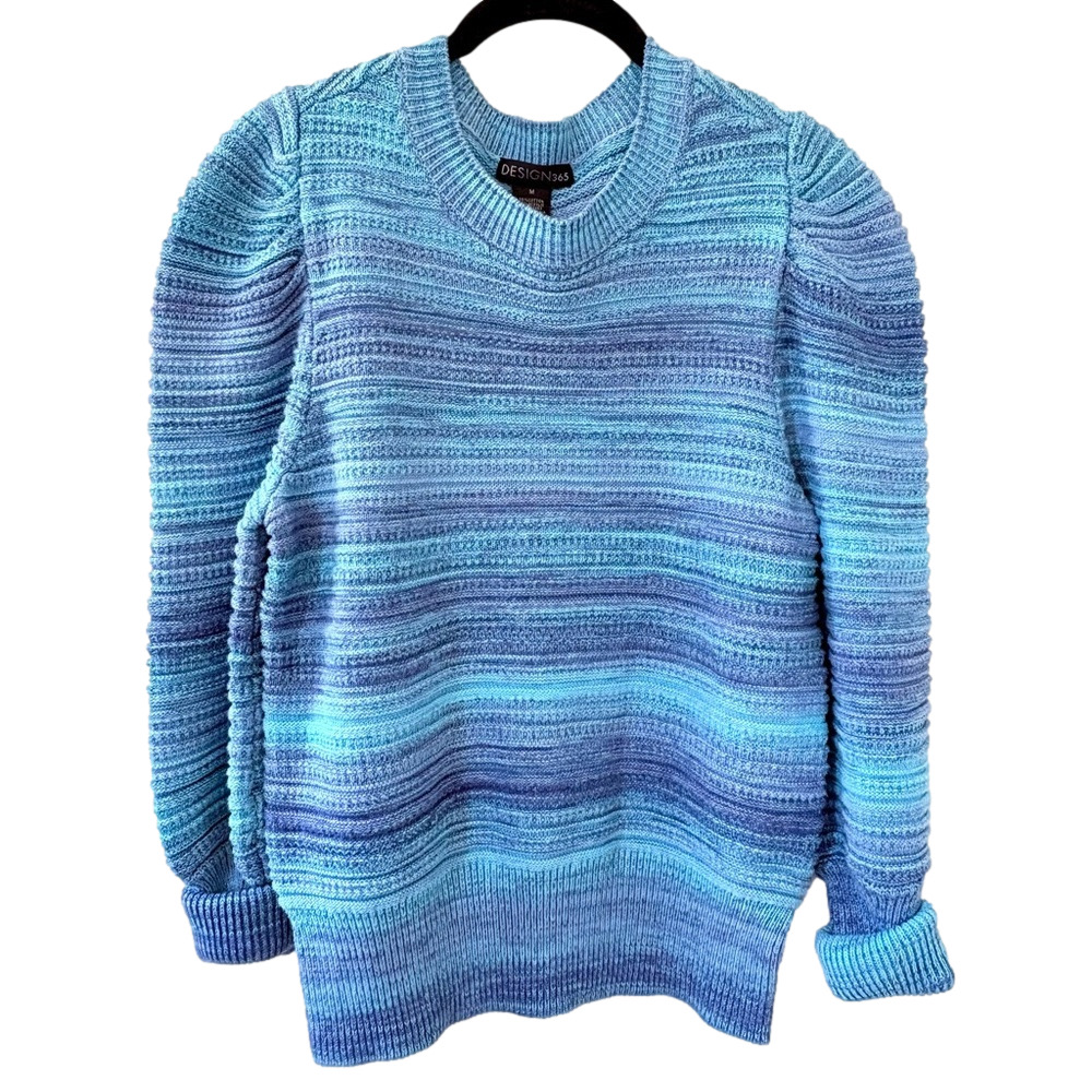 Design 365 Space Dyed textured Cotton blend puff sleeve Victorian style sweater
